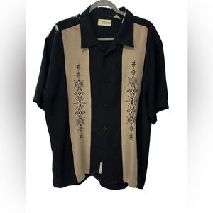 Cubavera Black and Tan Casual Button Down Shirt